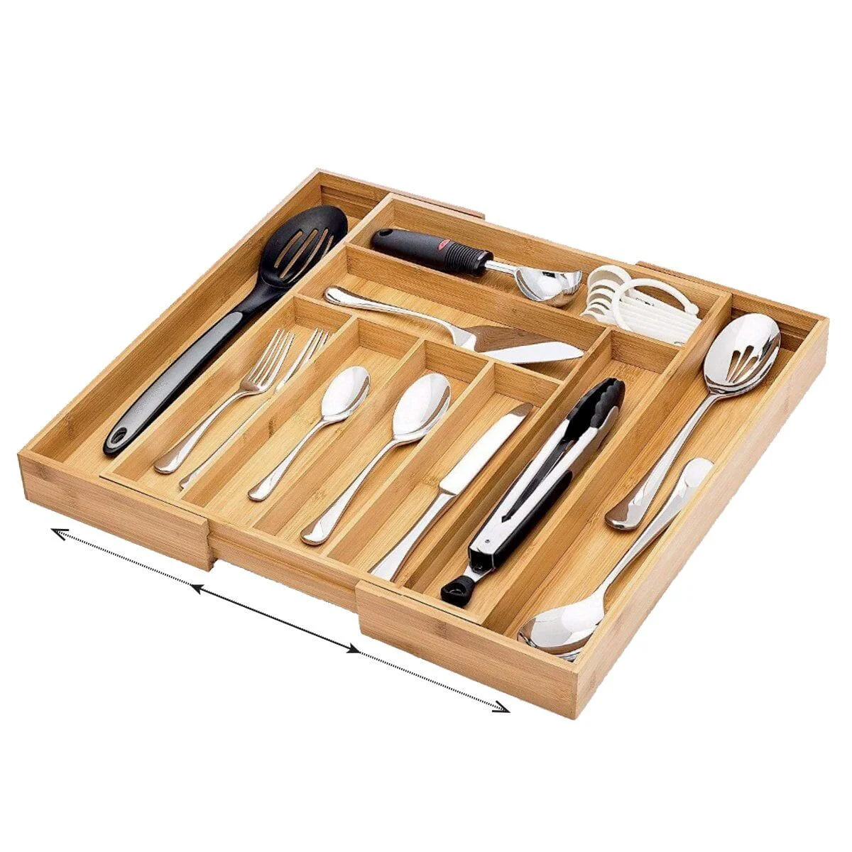 Secure Bamboo Expandable Drawer Organizer High-End