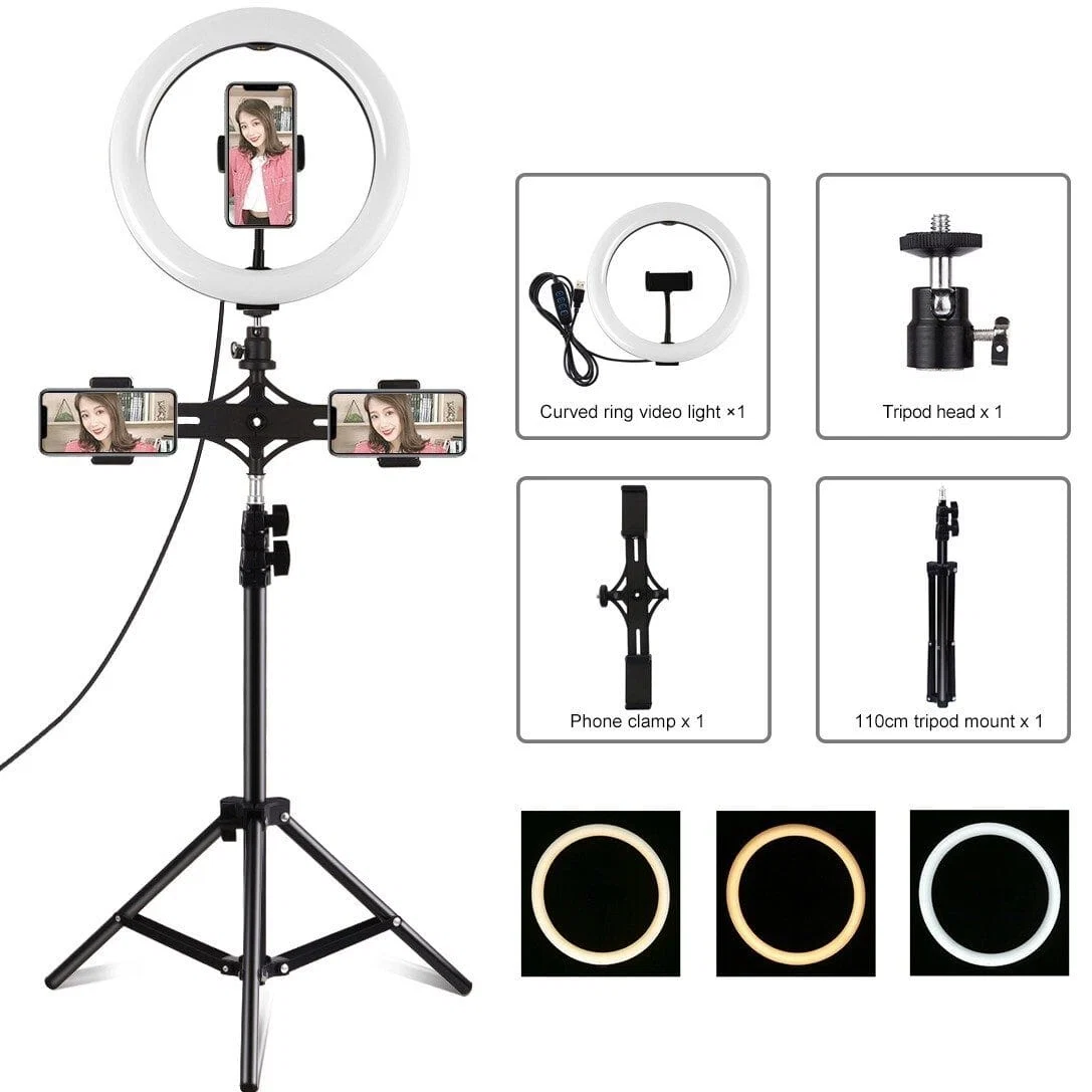 Verified Tiktok 10 Selfie Ring Lignt With Tripod 3 Cell Phone Holders Superior