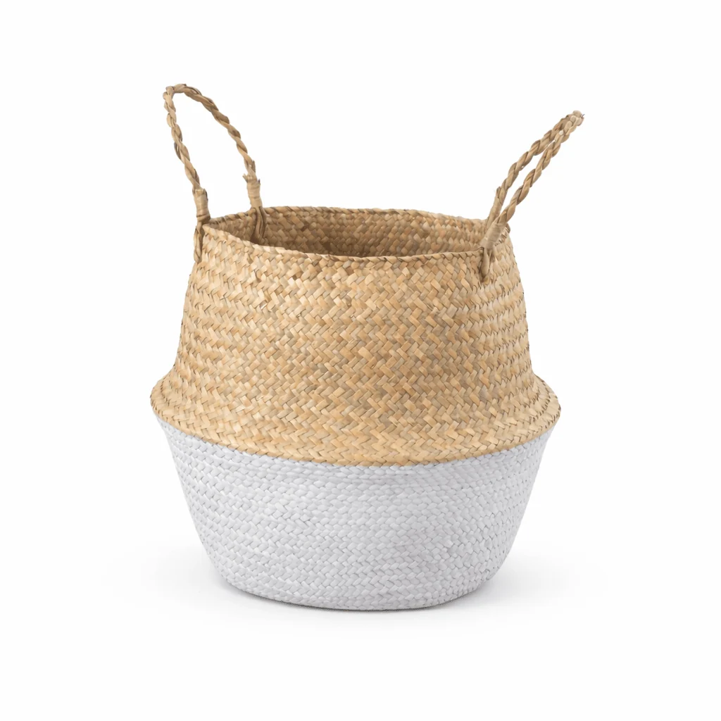 High-End Seagrass Basket half white Long-Lasting