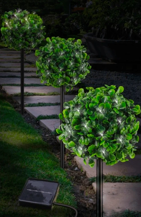 Artisan Topiary Ball Solar Stakes X 3 30l 16.5in Environmentally Friendly