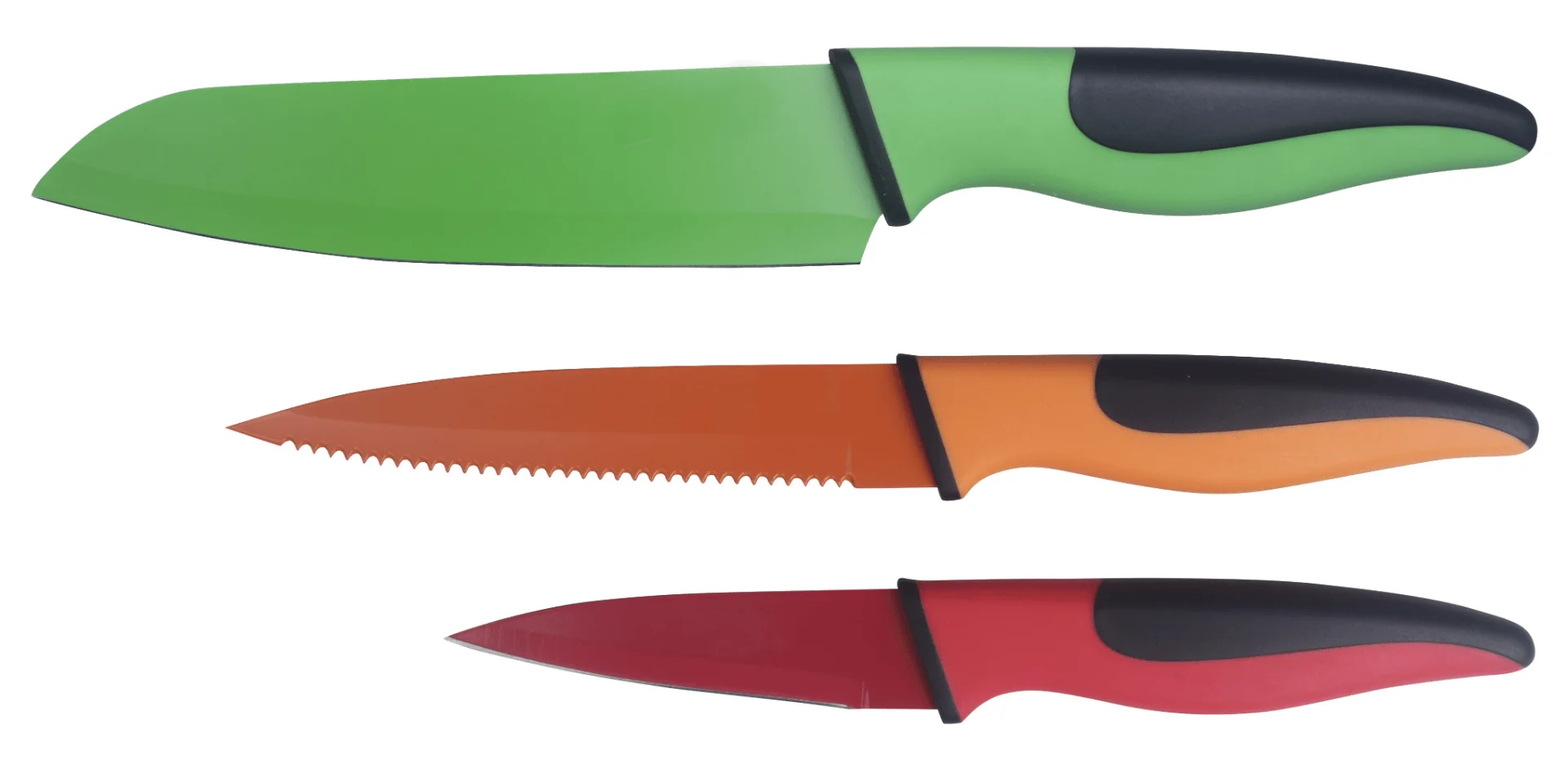 Fashionable Set Of 3 Colored Non Stick Knives Reliable