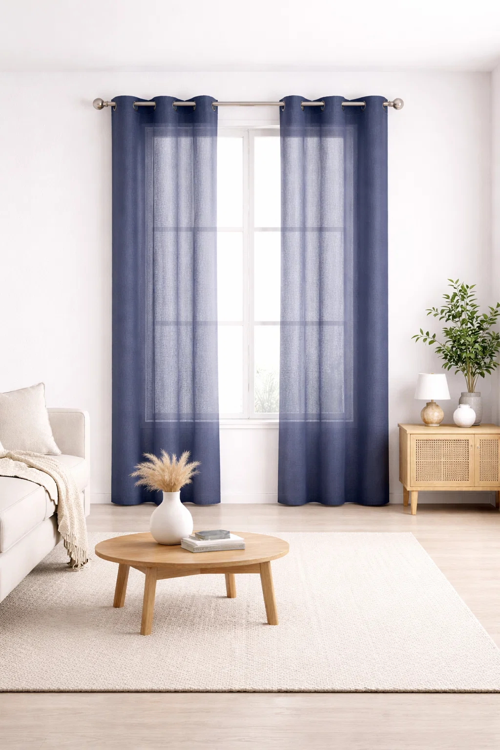 First-Class Faux Linen Grommet Curtain Panels – 2 Pack Multiple Sizes Colors Fine