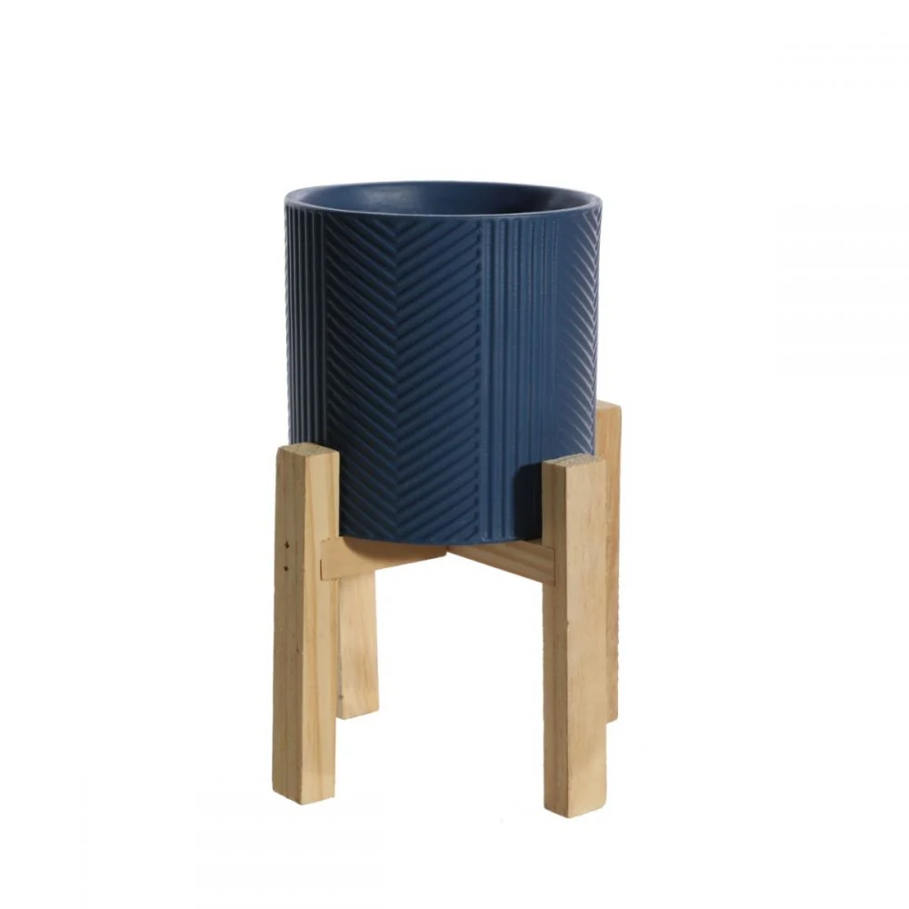 Fashionable Porcelain Pot with Wood Base Responsible