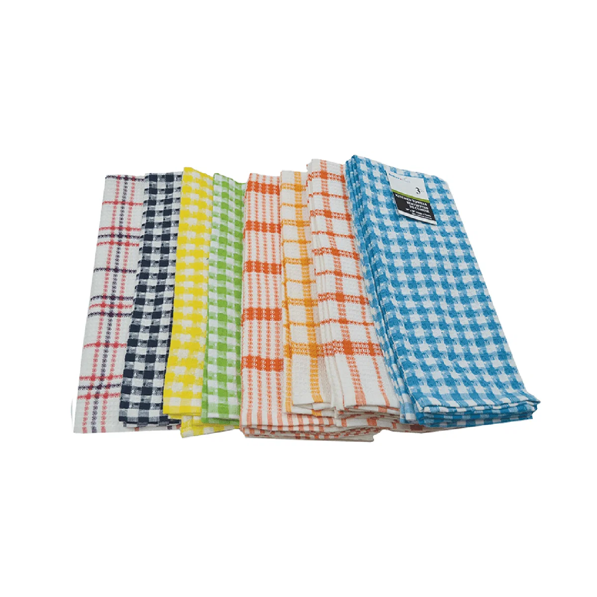 Enhanced Kitchen Towel 3pk Check Waffle Weave Premium