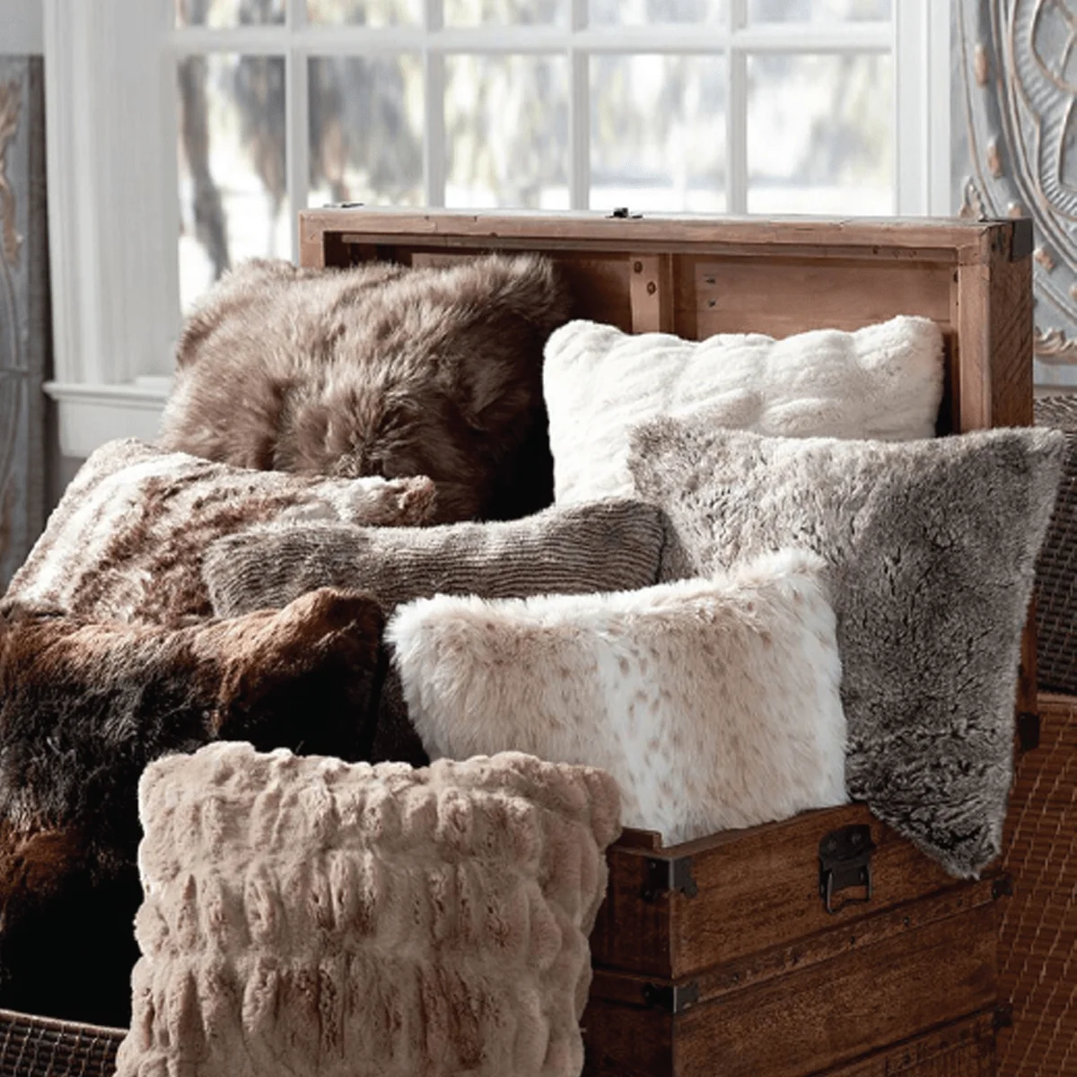 Refined Cushion 20×20 Throw Faux Fur Animal Skin Colours Pattern Green
