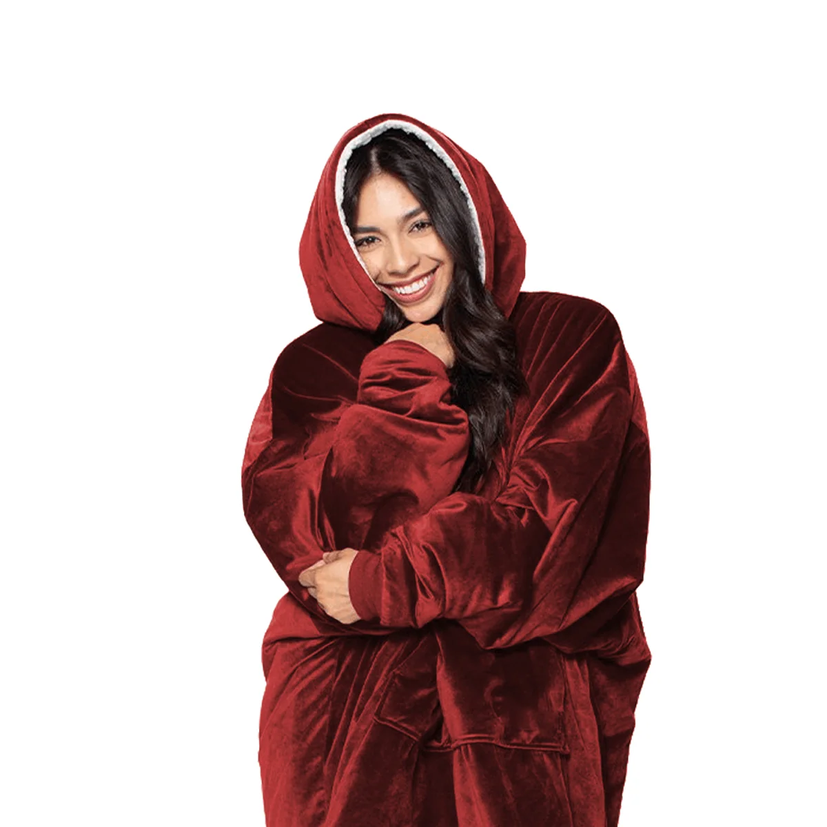 Selected Cozy Velour Hooded Blanket Solid