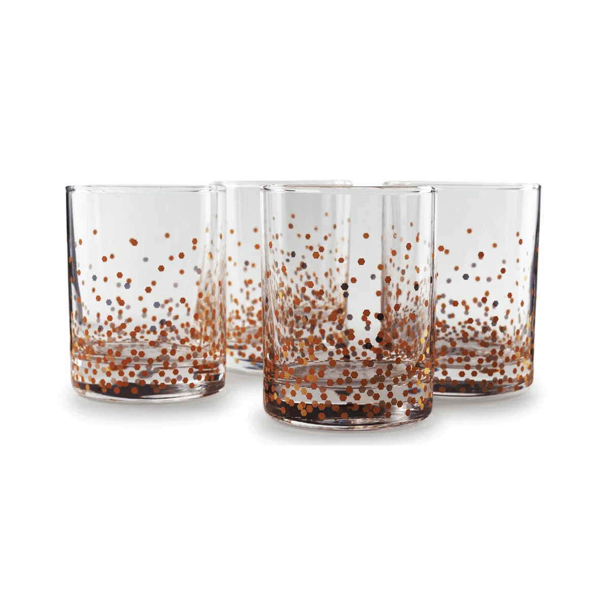 Powerful CONFETTI GOLD Set of 4 Speckled Stemless Glasses 11.25 oz Consistent