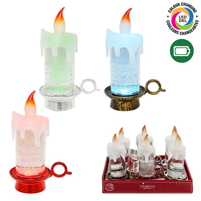 Consistent 13.3cm LED Color-Changing Acrylic Candle – 3 Assorted Brown Red Silver Responsible