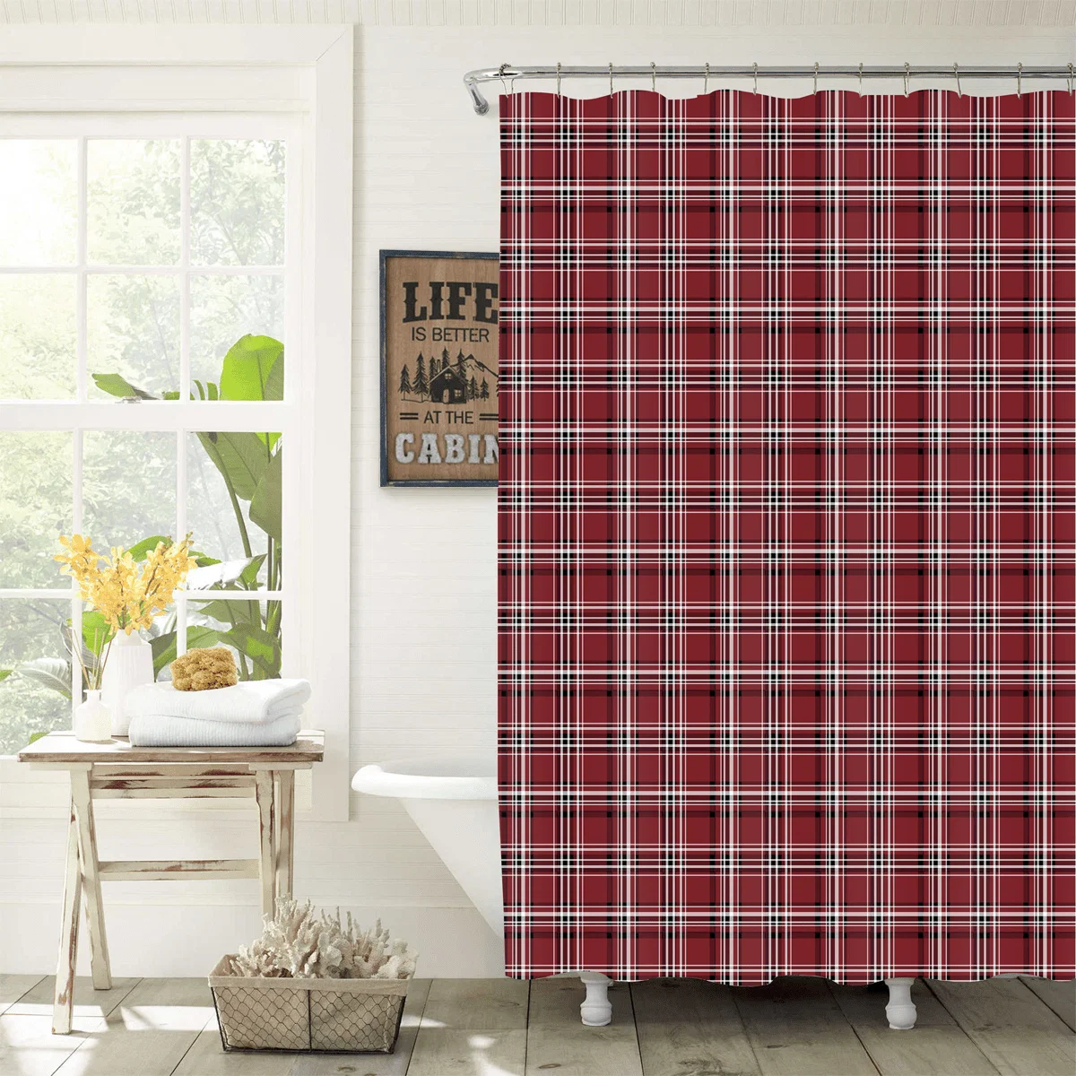Natural Eden Plaid Shower Curtain 70×72 Healthy