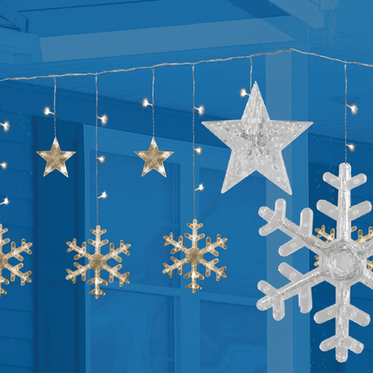 Practical 114LED 12 Star Snowflake Outdoor Icicle Lights Recyclable