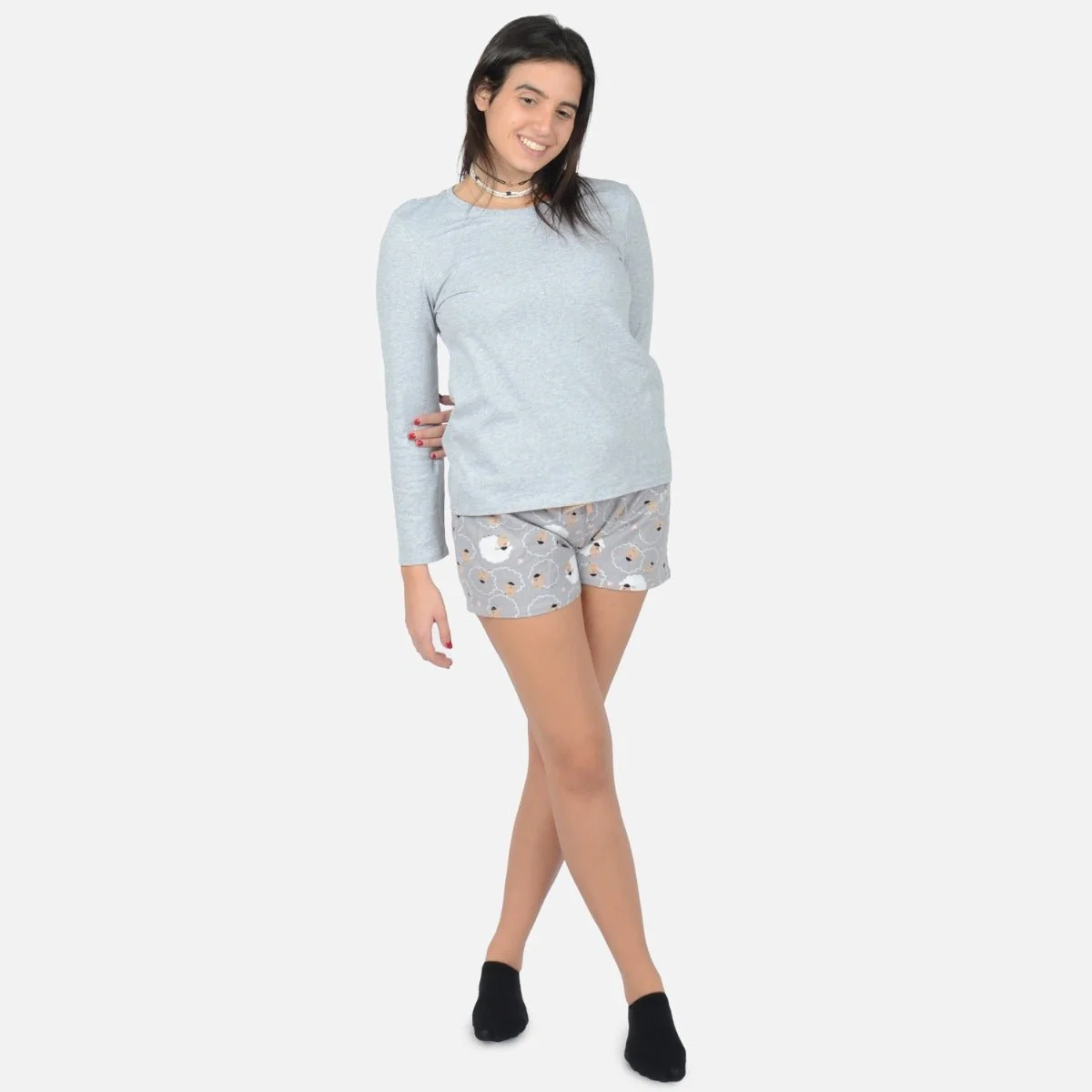 Certified Cotton Flannel Boxer Set Sheep Print High-Quality