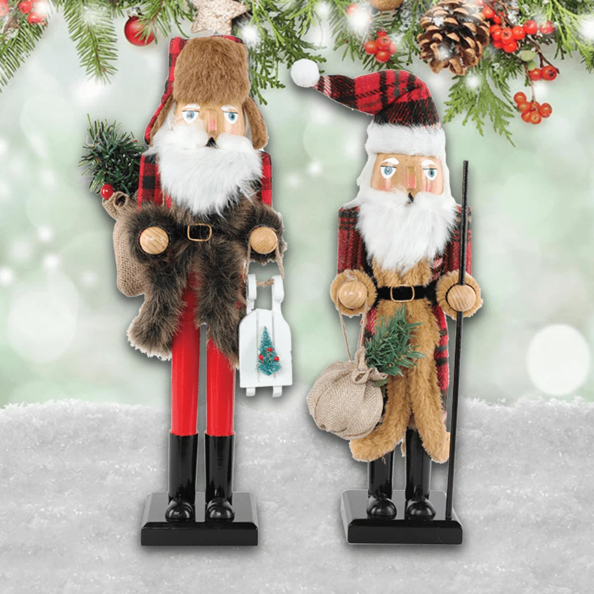 Lightweight 1- 15in Wooden Nutcracker On Base Green