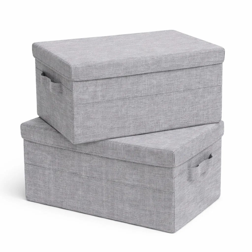 Organic Foldable Fabric Storage Box with Lid – Soft Organizer Expertly Made