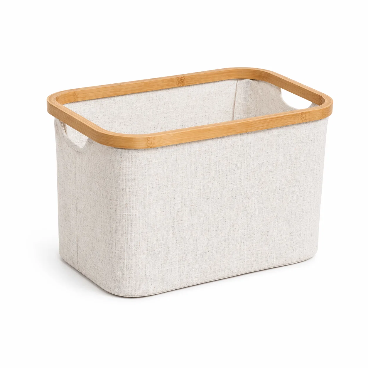 Smart Storage Basket W bamboo Frame Cream 38x27x25 Elegant