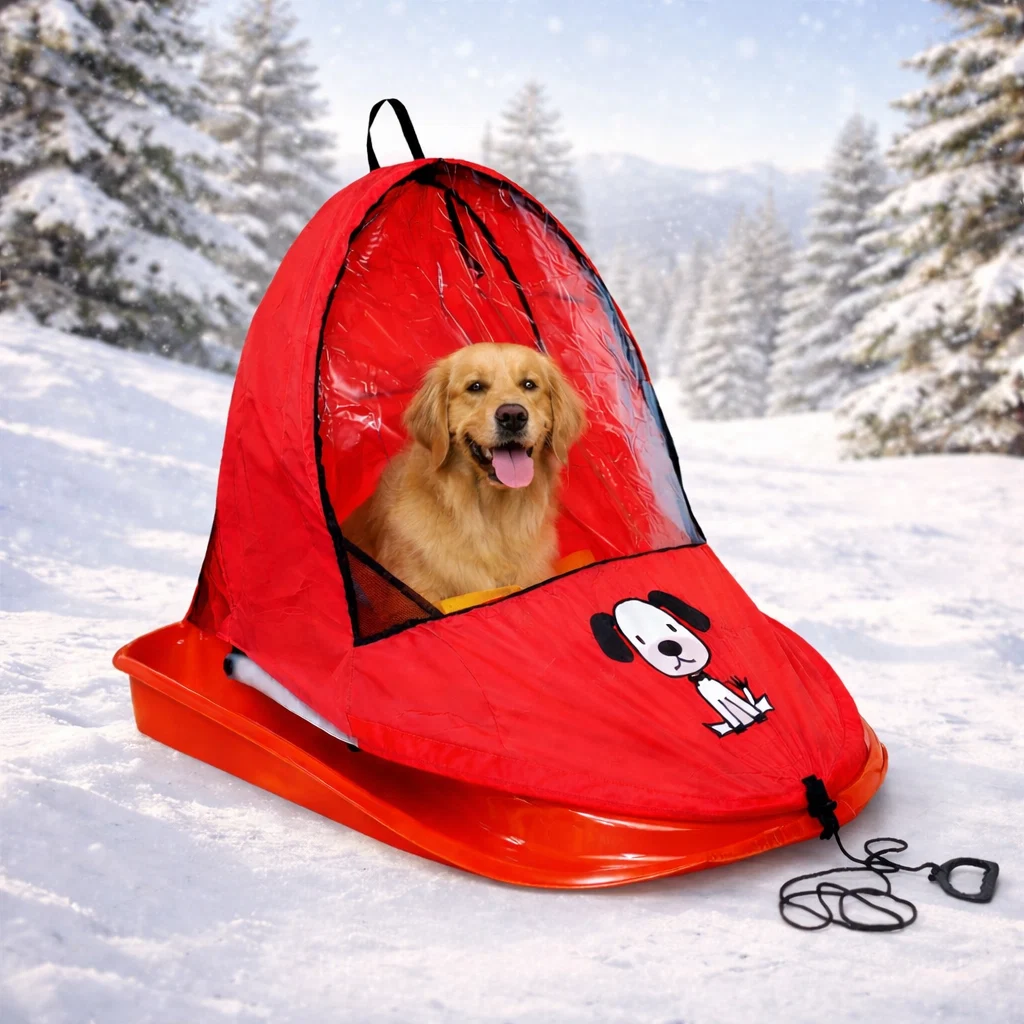 Trendy Weather Shield Puppy Snow Sled with Protective Cover High-Performance