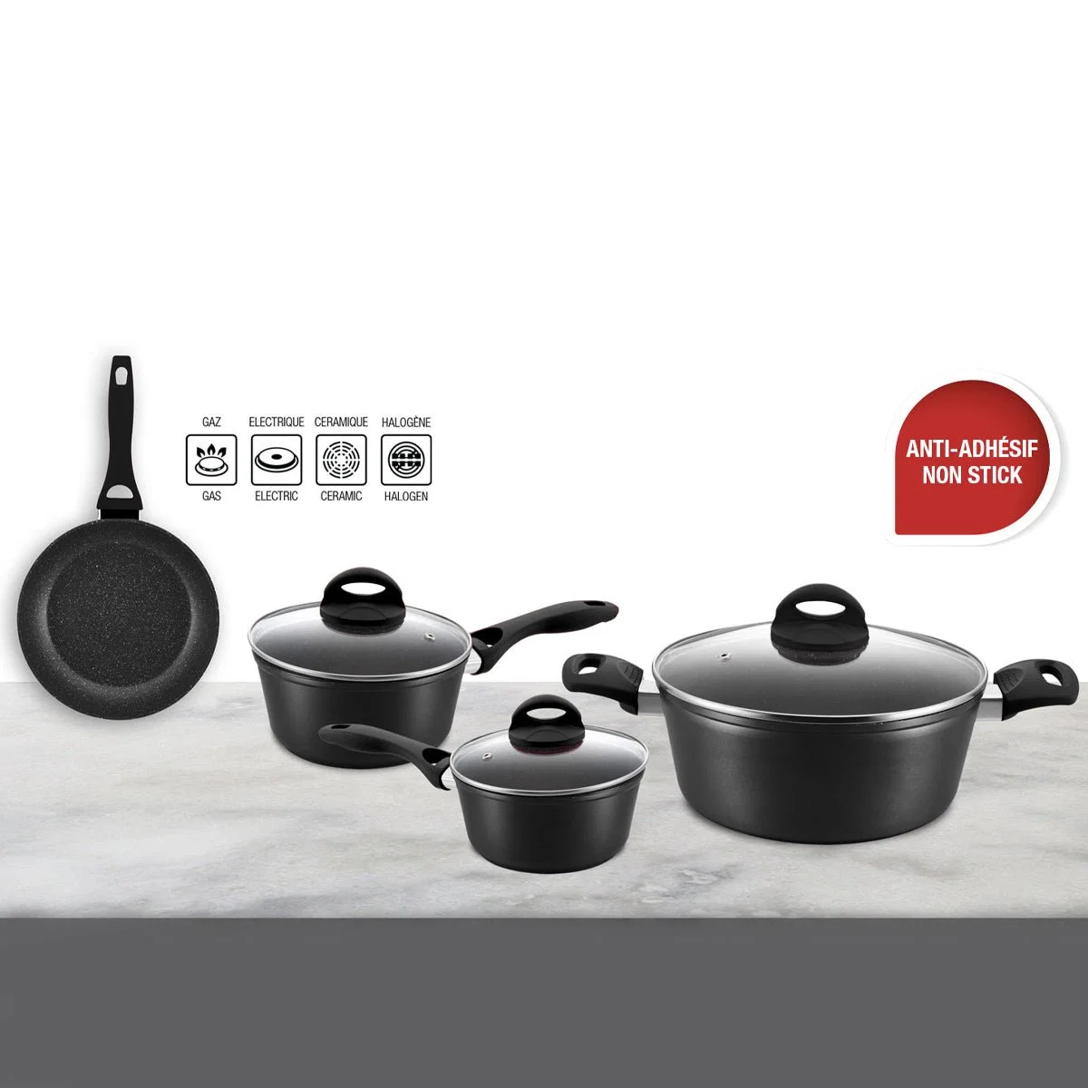 Refined Forged Aluminum Non-stick Cookware Set 7 Pcs Healthy