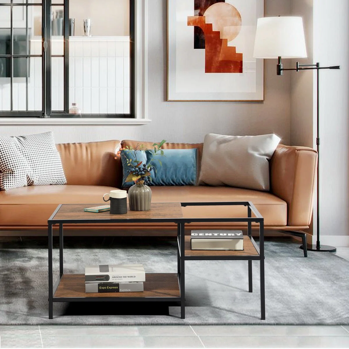 Consistent Capsicum Coffee Table with black metal frame and MDF wood Artisan
