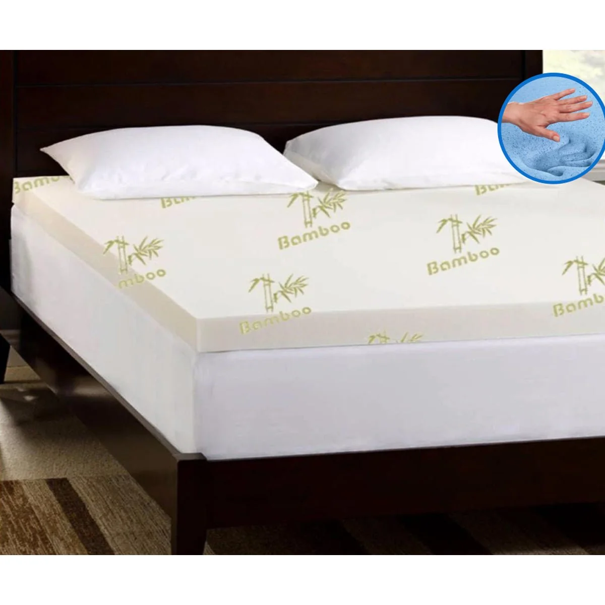 Fine Crafted Mattress Topper Bamboo Cover Gel Mempry Foam Eco-Friendly