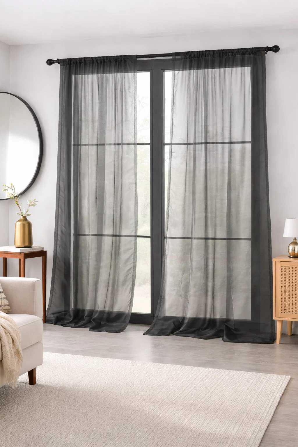 Authentic Sheer Black Curtain Panels – 2 Pack 54 x 84 Healthy