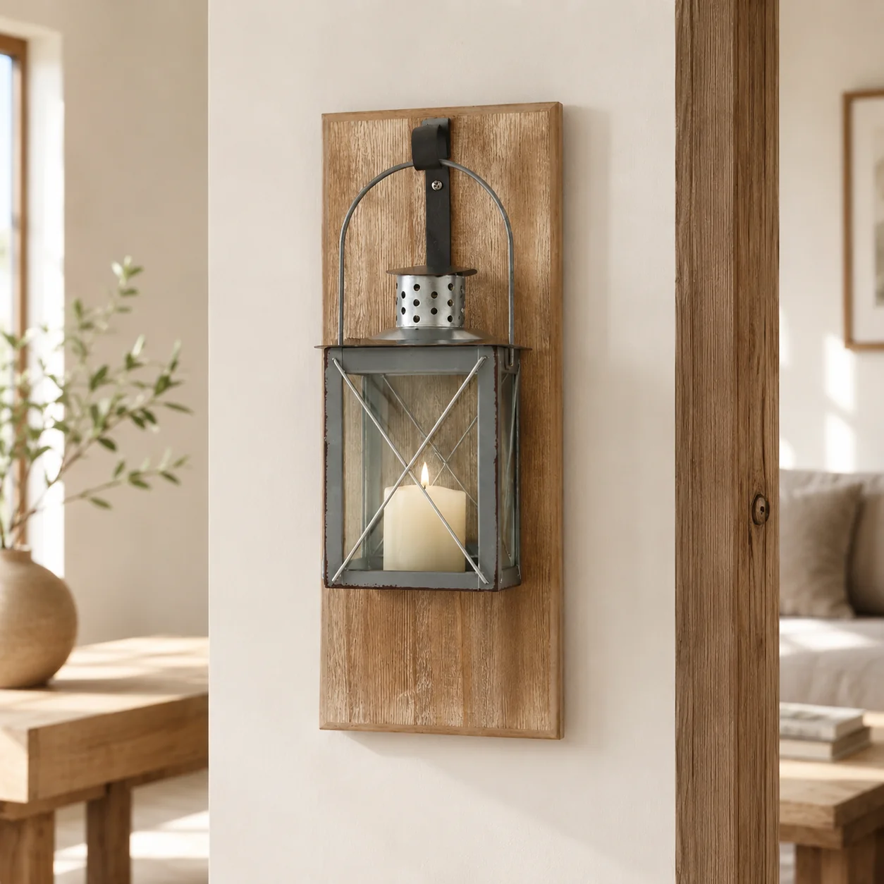 Casual Lantern Wall Silver 36x15x18 Safe