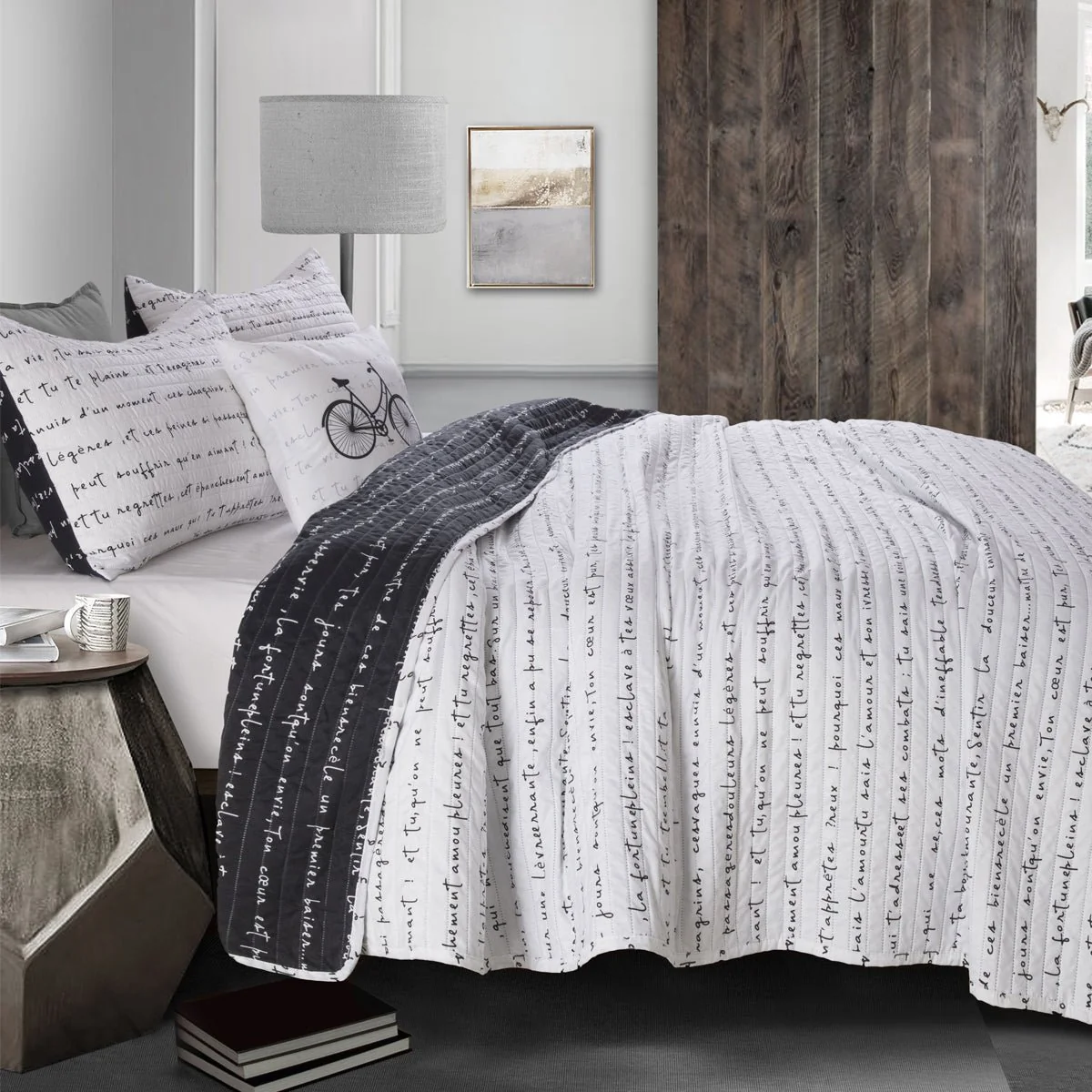 Artisan La Vie Est Belle – 4 Pc Black white Quilt Set Easy-to-Use