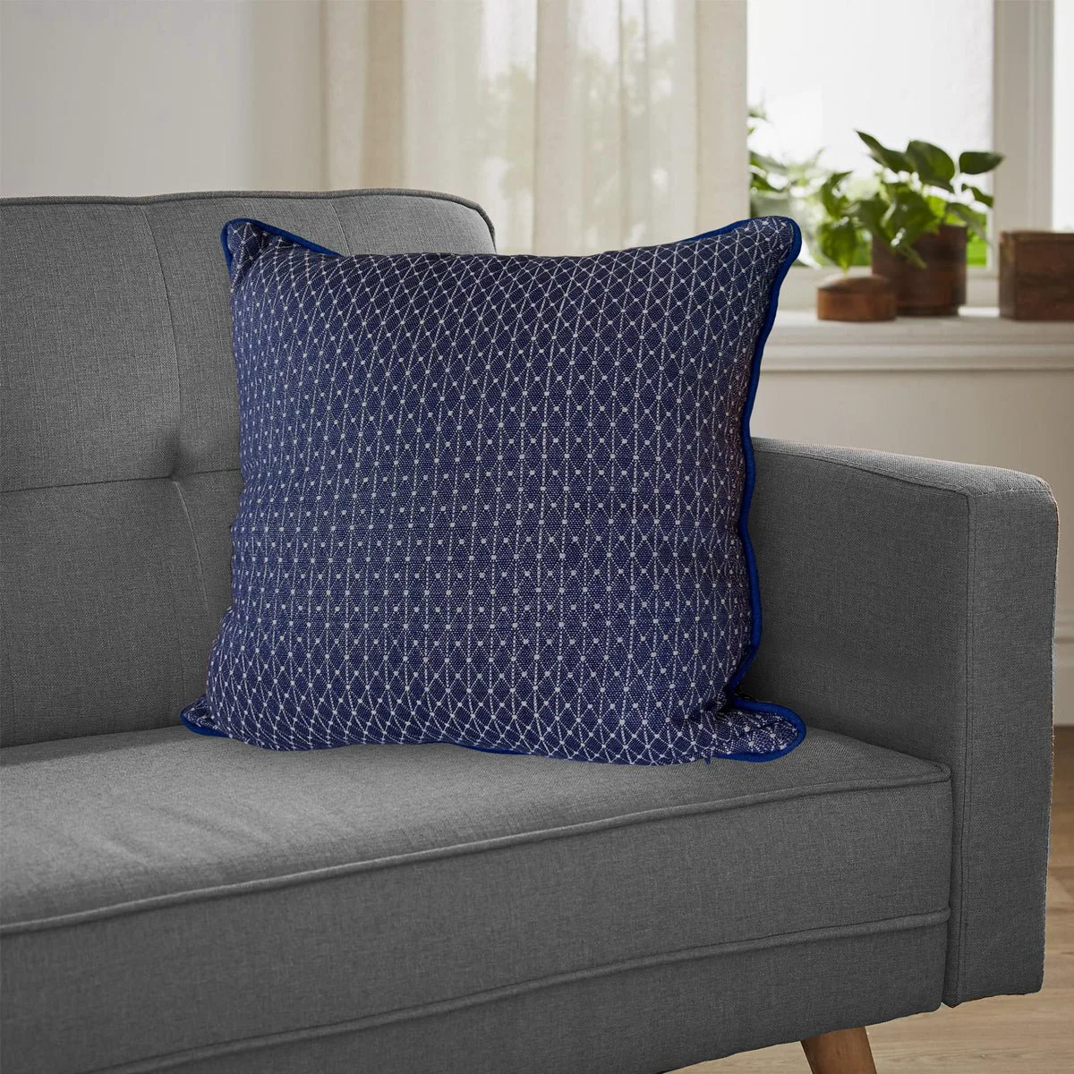 Next-Generation Samar – Dobby Cushion Blue Cotton Jacquard Eco-Friendly
