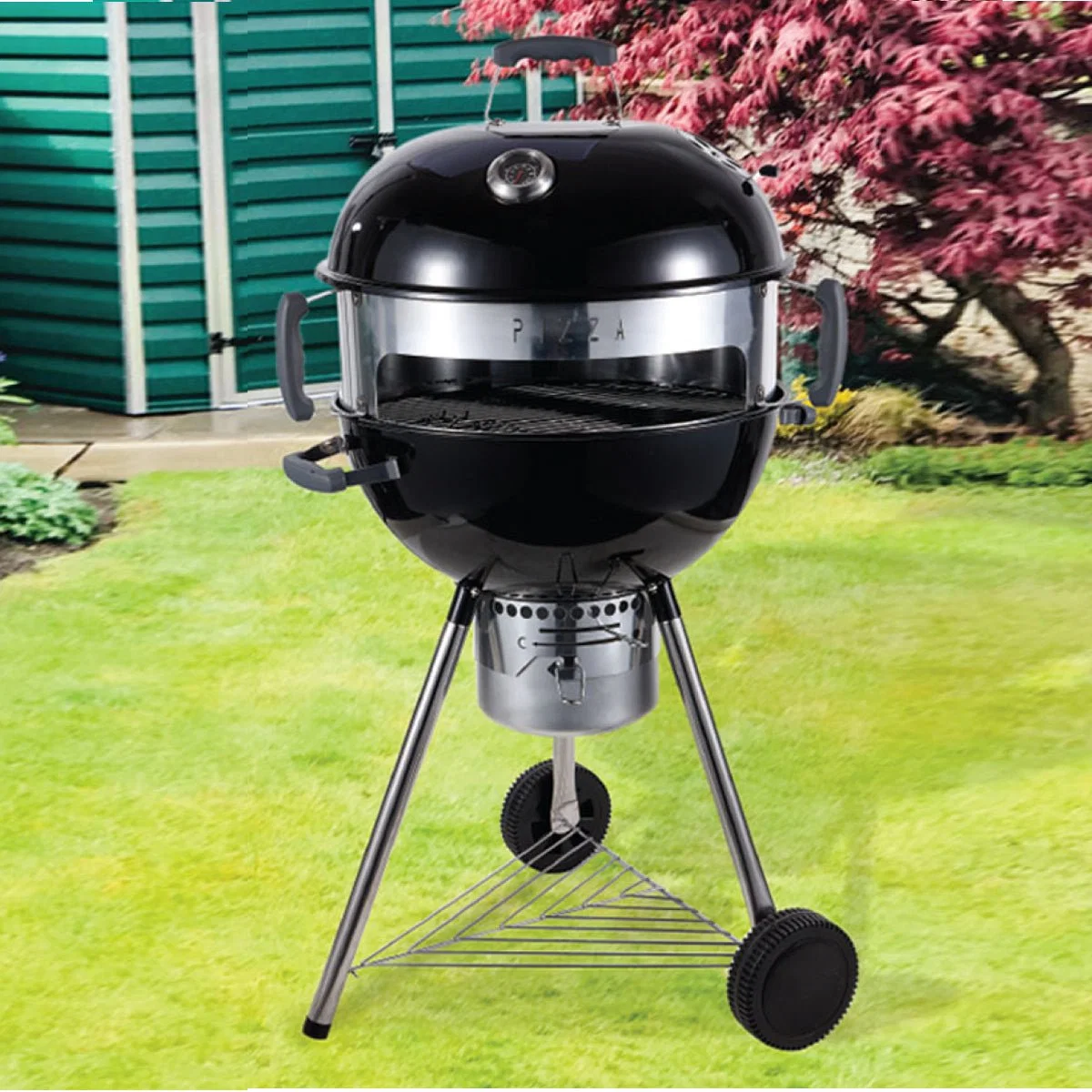 Original 22in Pizza Grill Black Enamel Firebowl Chrome Plated Comfortable