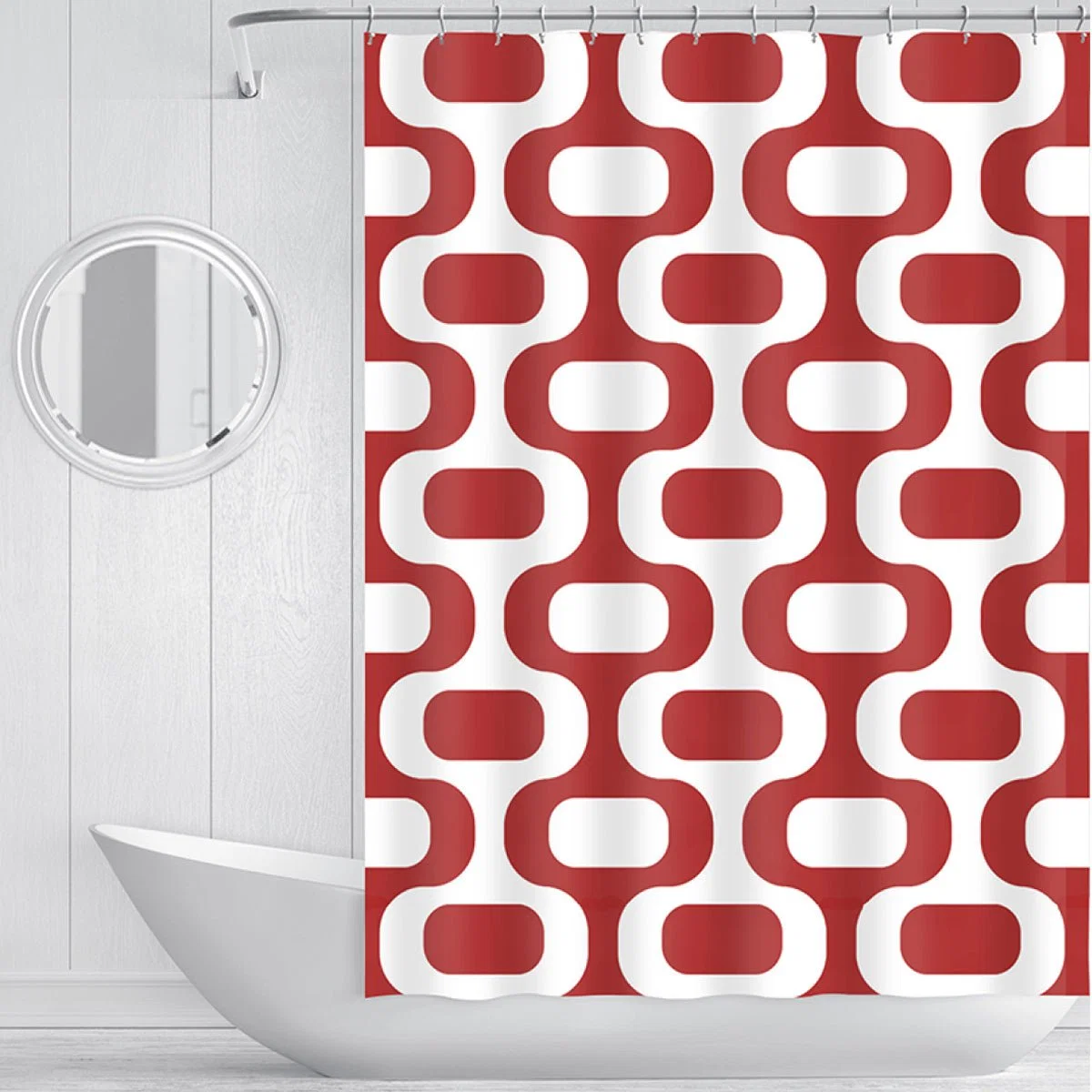 Breathable Shower Curtain 70×72 Retro Geo Microfiber Comfortable