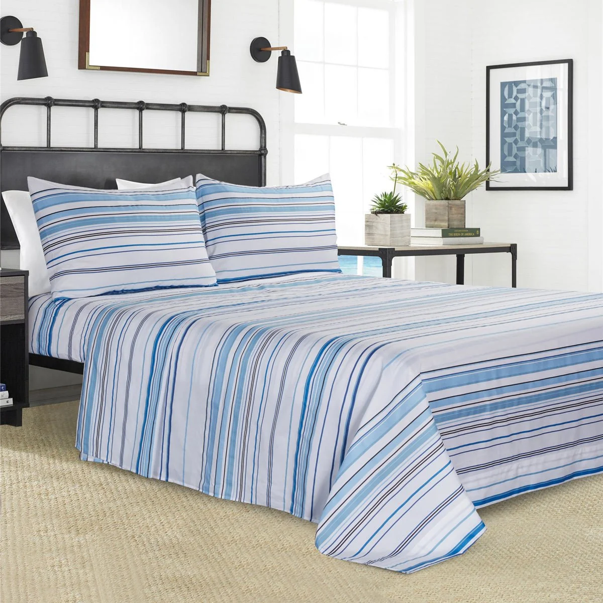 Flexible Coastal – Stripe Sheet In Microfiber Luxury