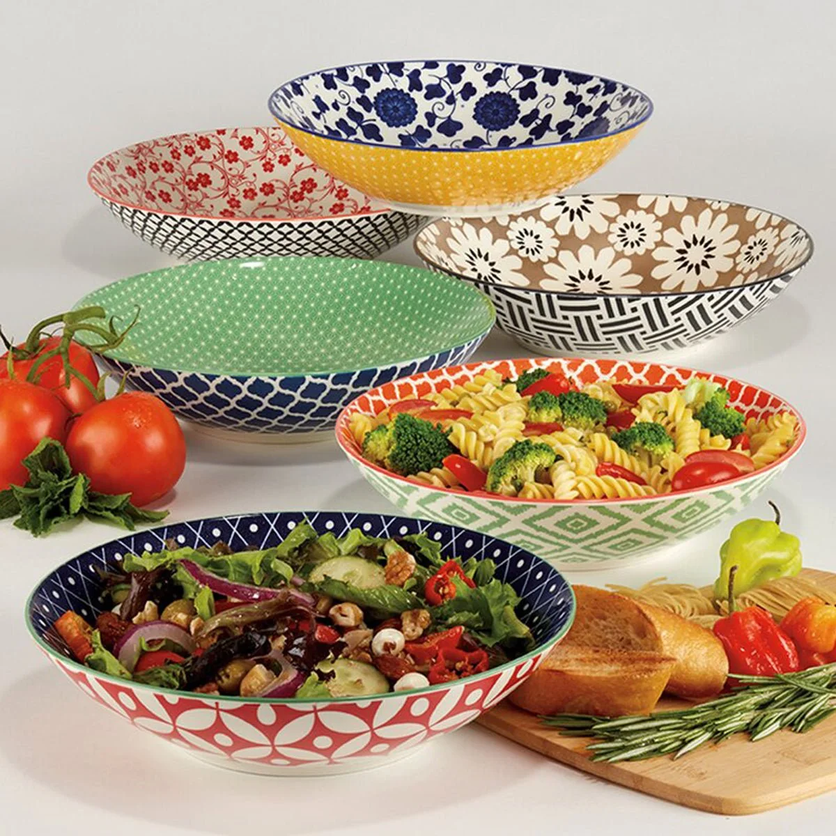 Detailed Ceramic Bowl 8.25in Printed Solid