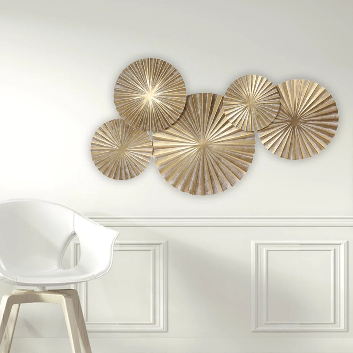 High-Grade Metal Wall Art Circle Beige Premium Material
