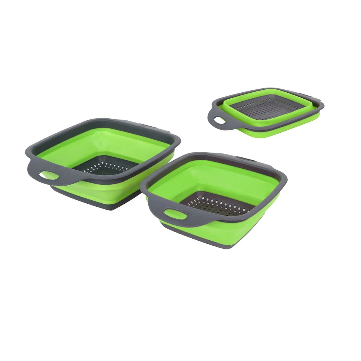 Flexible Set of 2 Square Collapsible Basket Strainers Fashionable