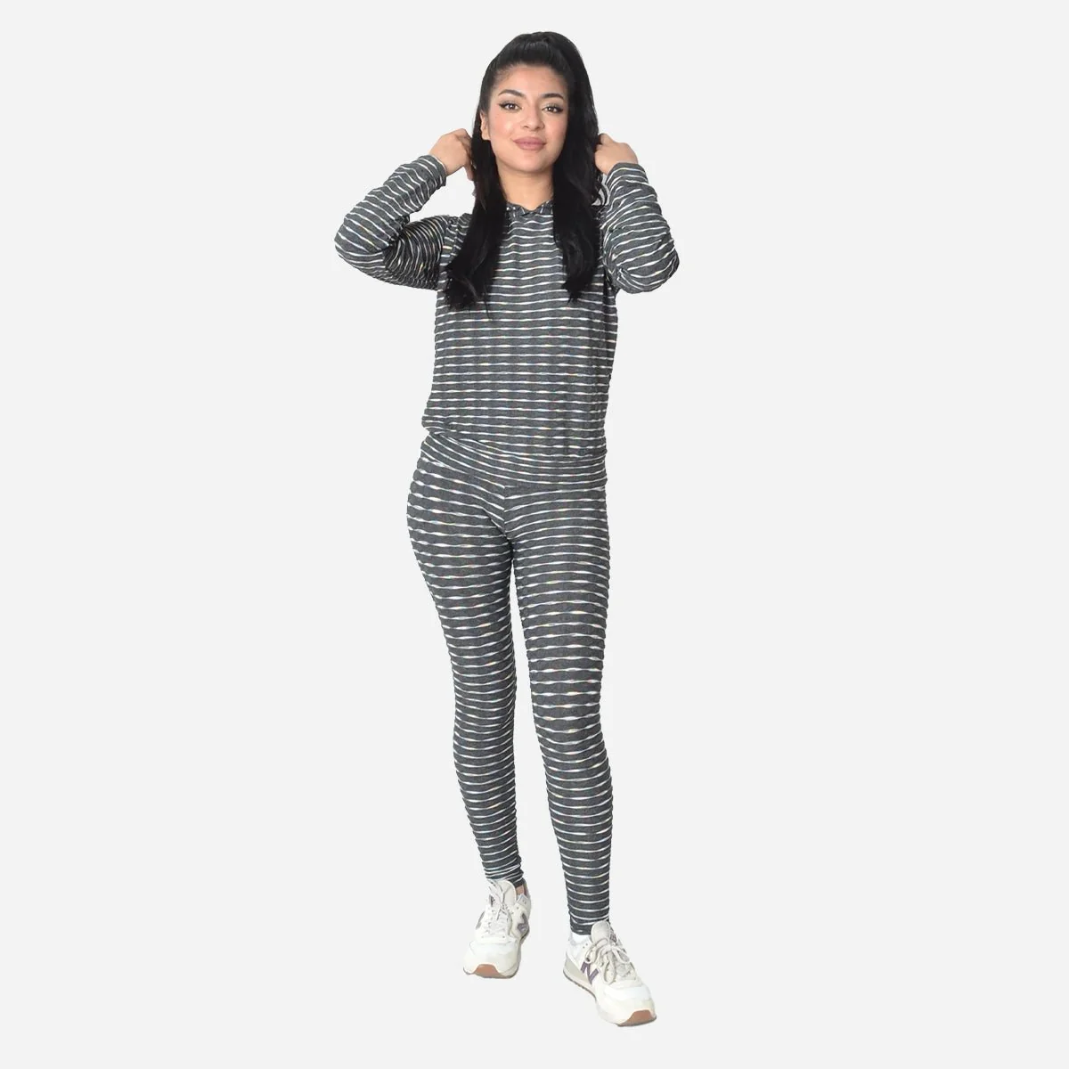 Breathable 2PC Textured Set Long Sleeve Top Leggings Luxury