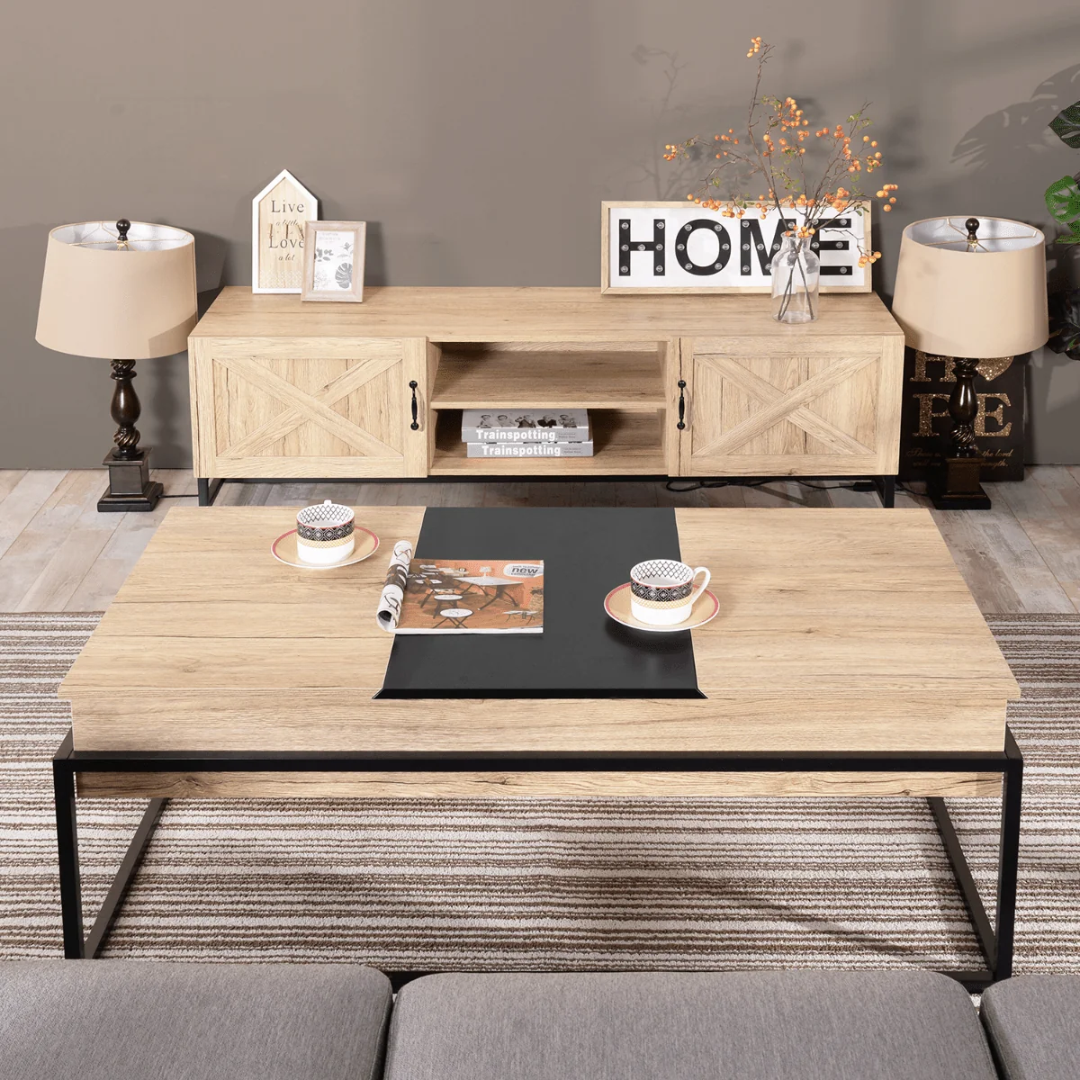Secure Thiede Oak Coffee Table With Metal Frame Genuine