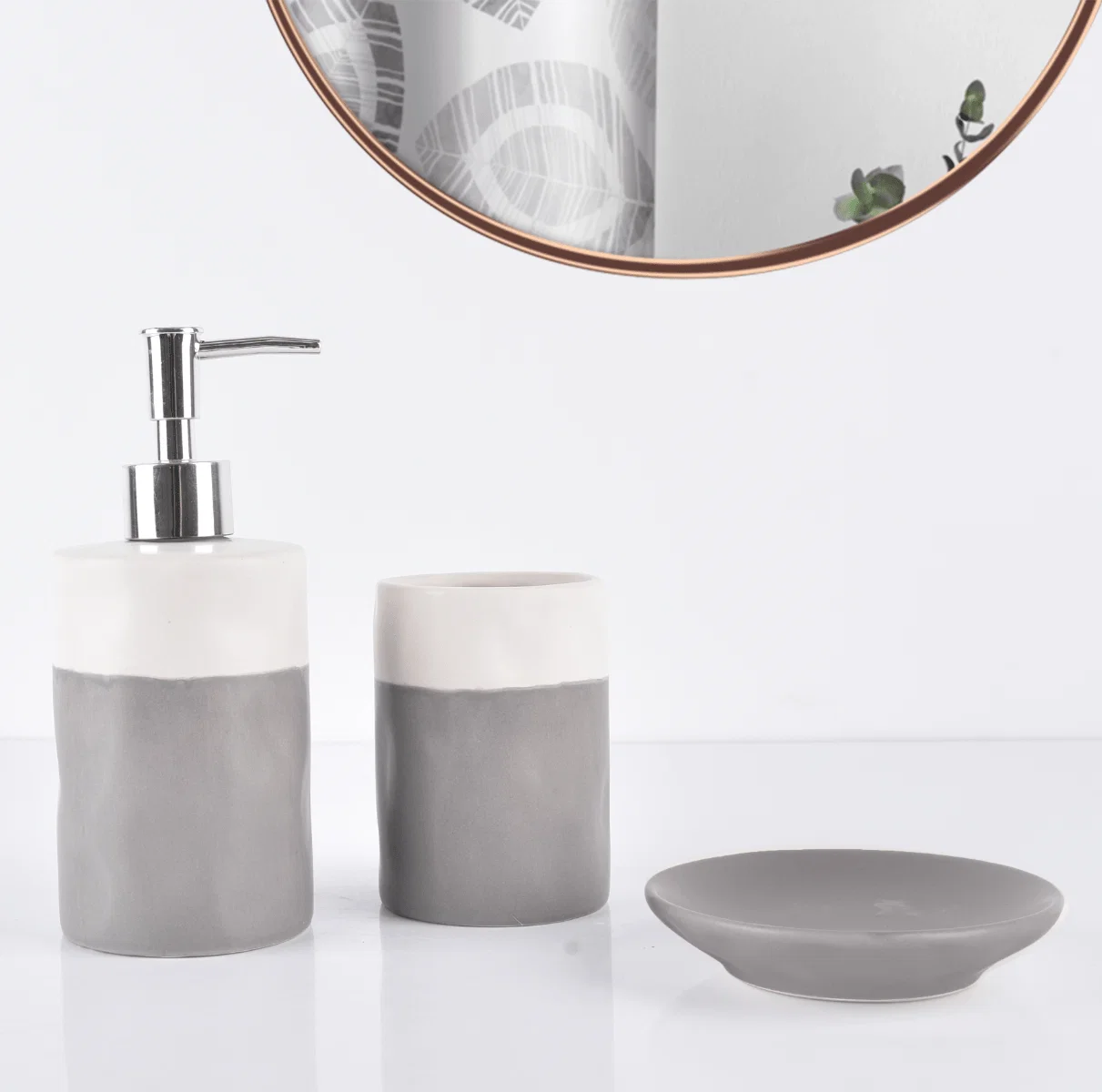 Safe Ashley Ceramic 3Pc Grey White Stylish
