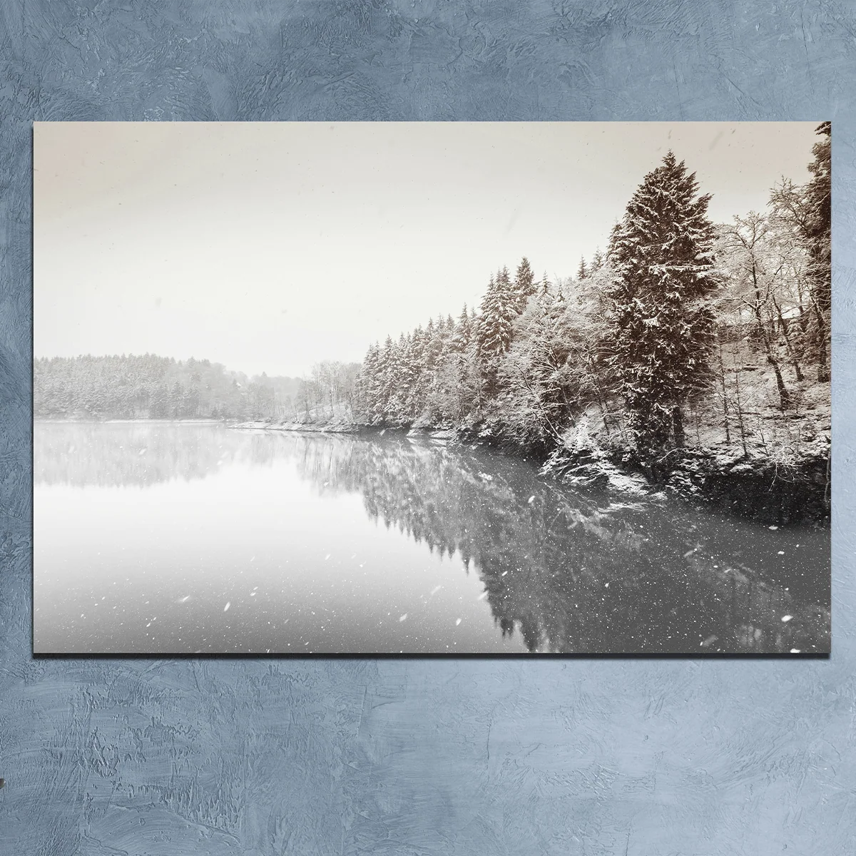 Efficient Printed Canvas 60 x 90 cm Winter Lake with Mountain Official