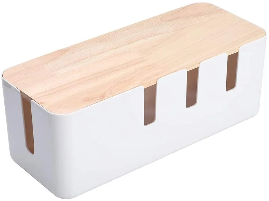 Expertly Made Cable Organizer with Bamboo Lid Versatile