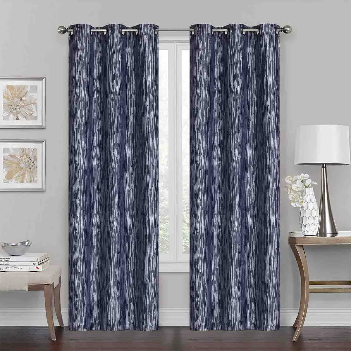 Crafted JOLIETTE Set of 2 Jacquard Grommet Panels Lightweight