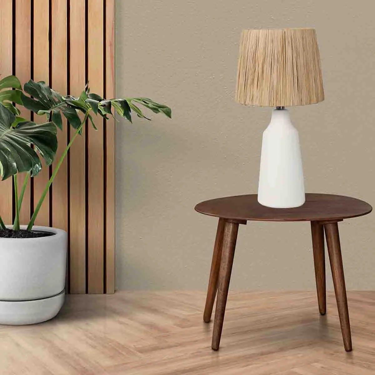 Trendy Laurent Taylor – Ceramic table lamp with sea grass shade Green