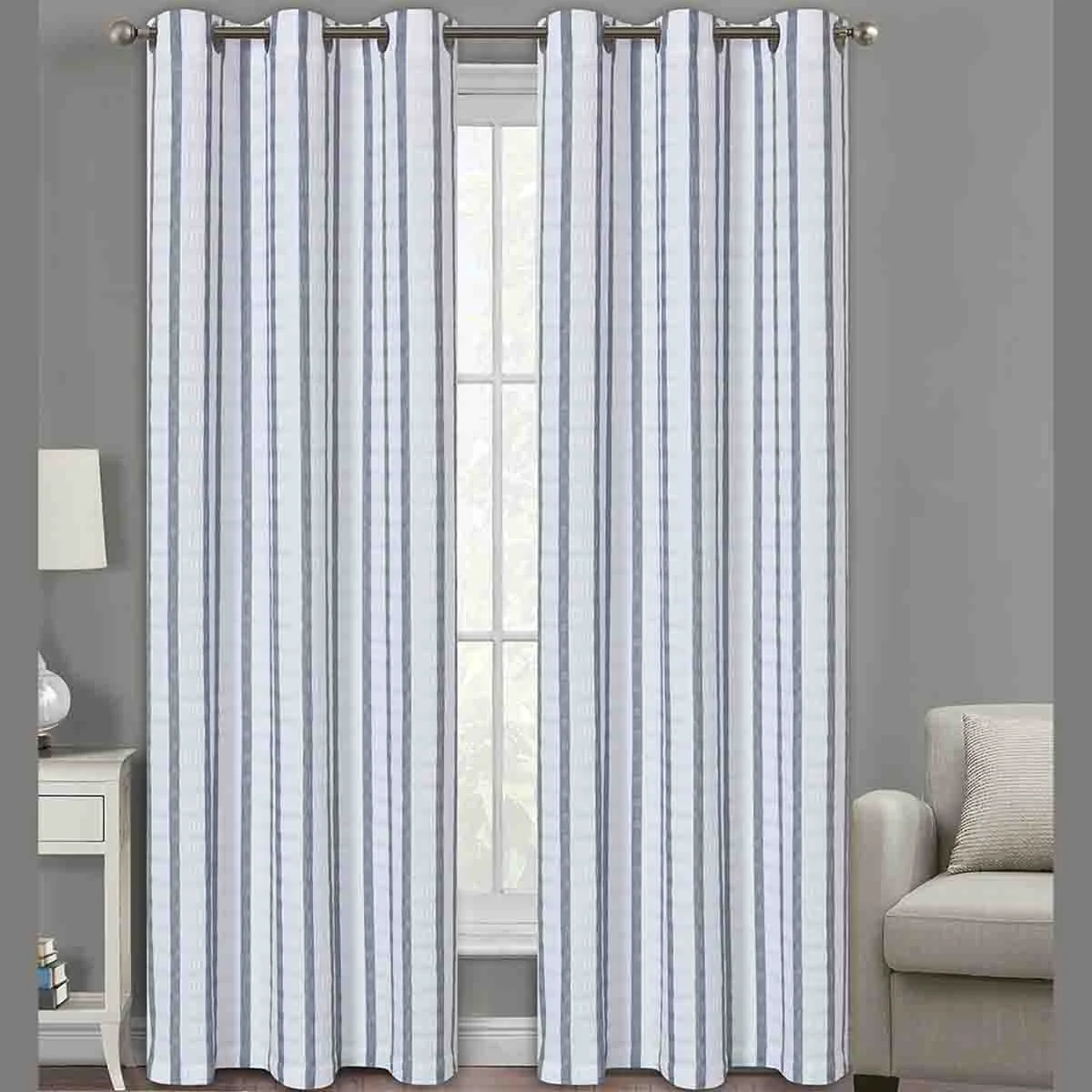 Specialty Harper Seersucker Plaid 2pk Grommet Top Panels Fine