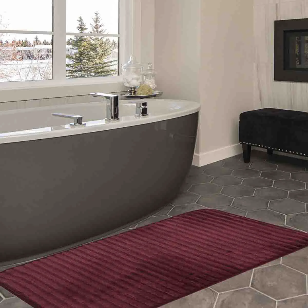 Quality Ribbed Memory Foam Bath Mat Easy-to-Use