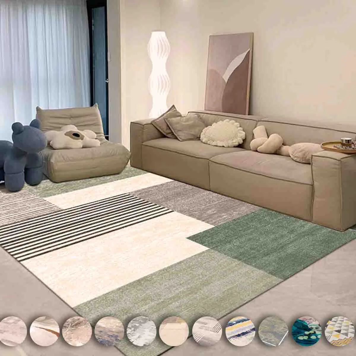 Fine Crafted Adrien Lewis – Crystal Velvet Area Carpet Rug Green