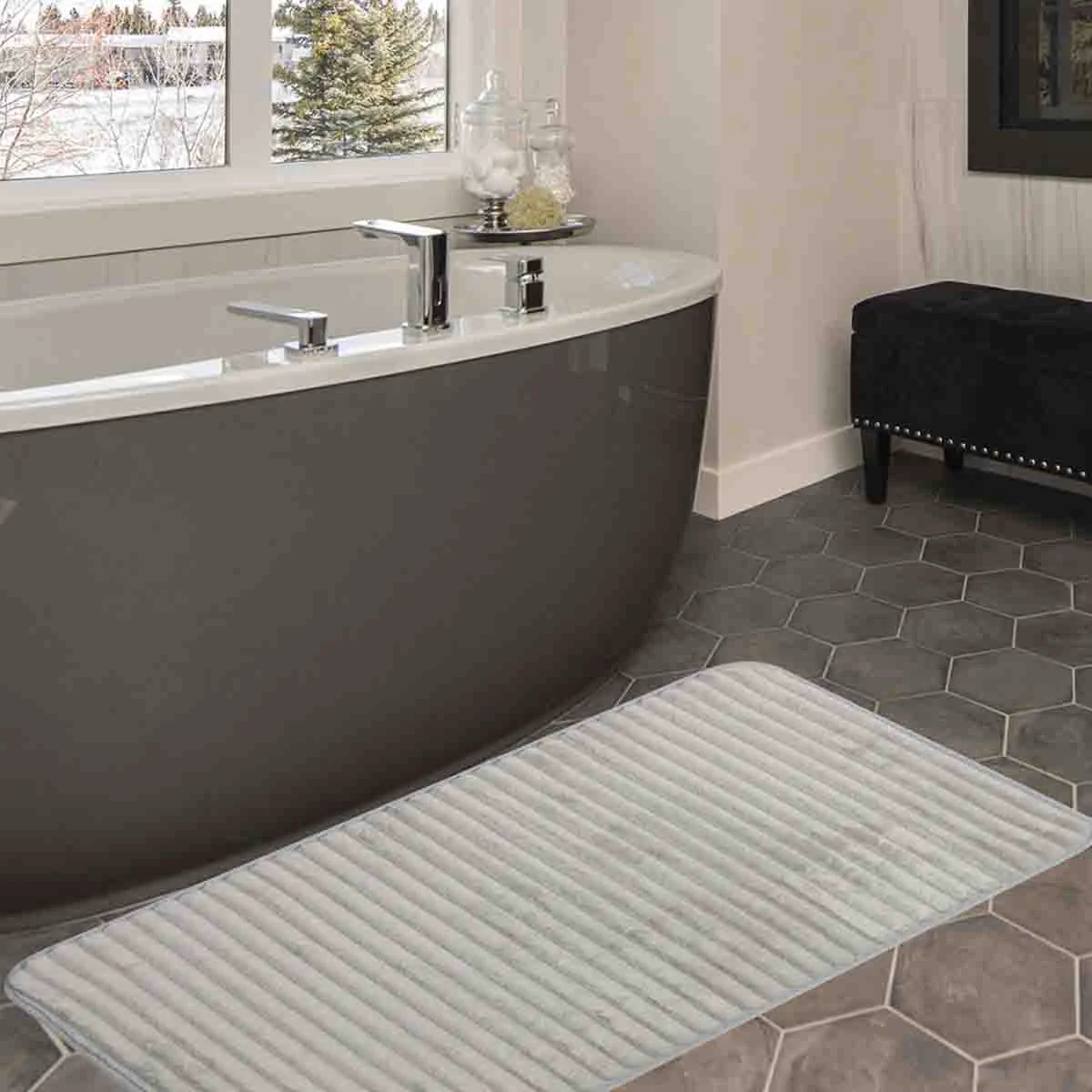 Solid Lauren Taylor – Ribbed Memory Foam Stock Bath Mat Organic