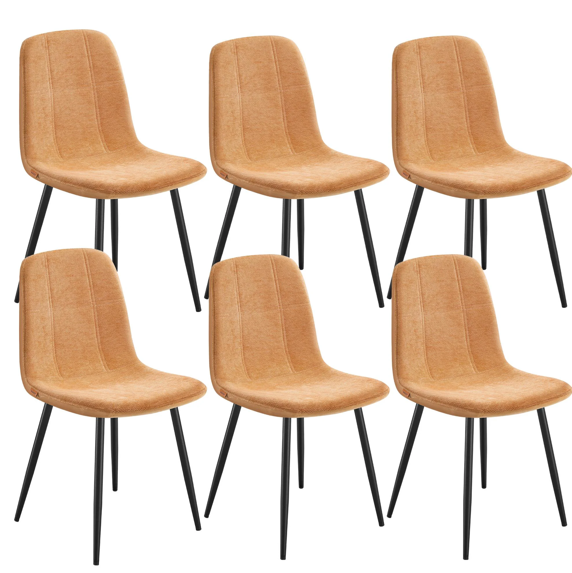 Flexible VASAGLE VASAGLE Set of 6 Dining Chairs Dining Room Kitchen Chairs Metal Frame Adjustable Feet Easy to Clean Chenille Fabric Glacier-Textured Synthetic Leather Reusable
