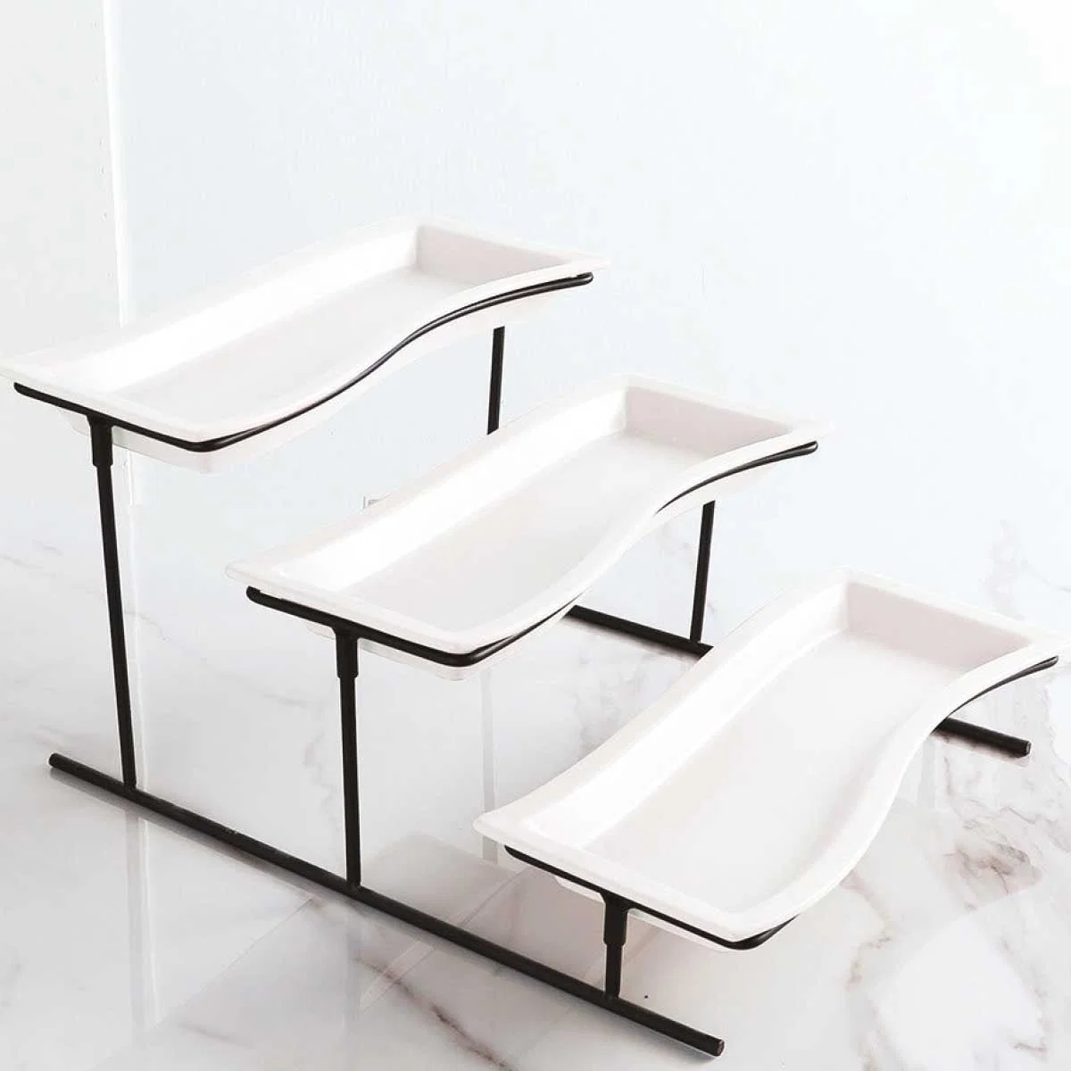 Classic A La Cuisine – 3 Tier Serving Plate Metal Rack Smooth