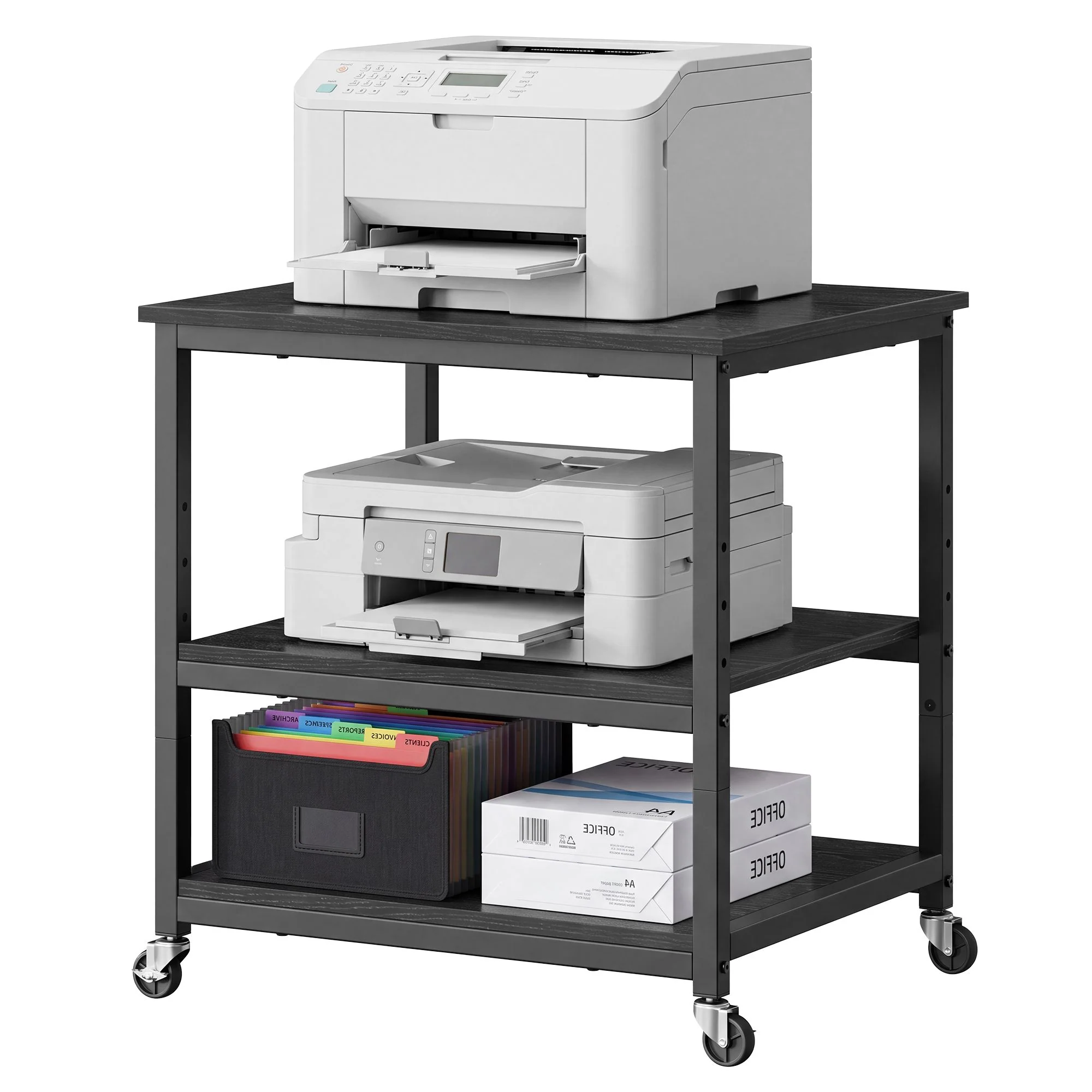 Outstanding SONGMICS HOME SONGMICS HOME 3-Tier Printer Stand with Locking Wheels Printer Table Industrial Under Desk Mobile Cart for Home Office Storage Shelf Lightweight