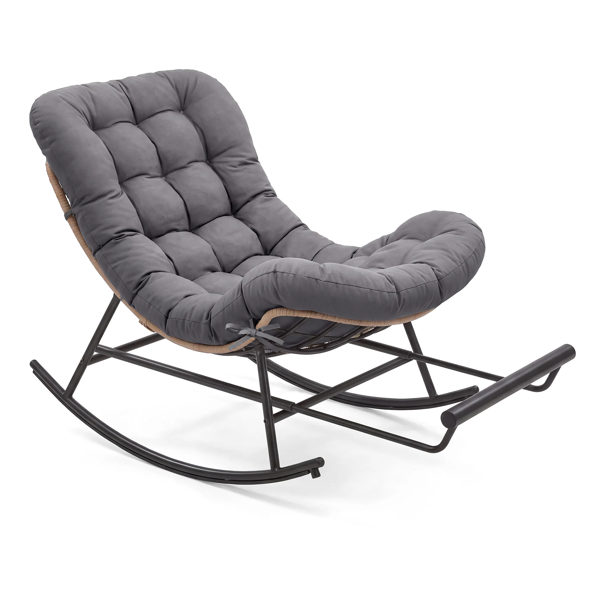 Sophisticated VASAGLE VASAGLE Outdoor Rocking Chair with Extendable Footrest Removable Cushion Papasan Chair Superior