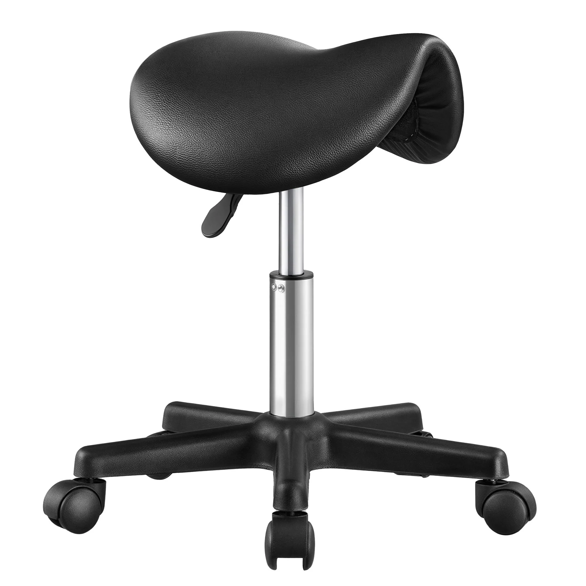 Contemporary SONGMICS SONGMICS Ergonomic Saddle Stool with Wheels Height Adjustable Salon Stool Secure