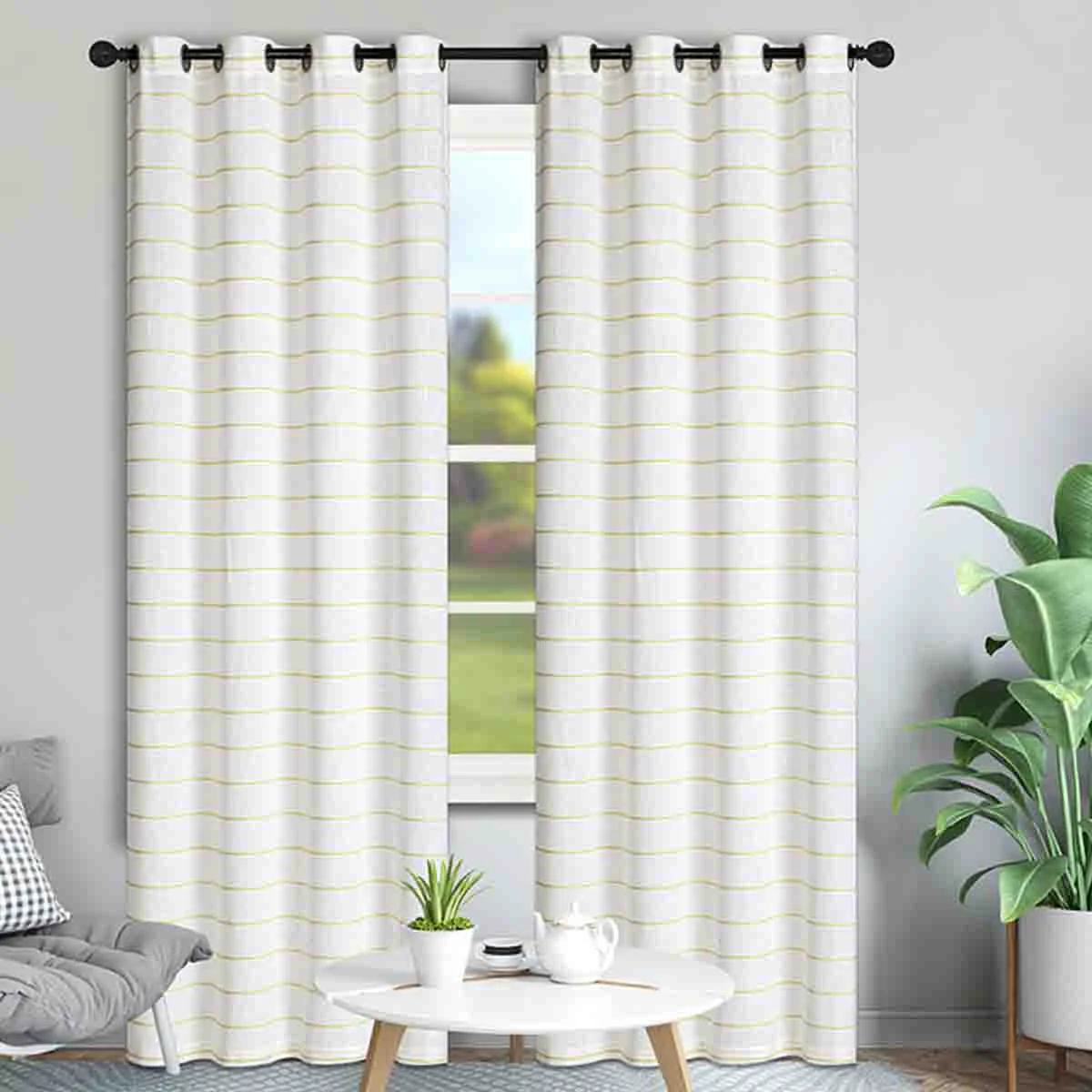 Consistent Lauren Taylor ALBA Striped Jacquard Curtains Sophisticated