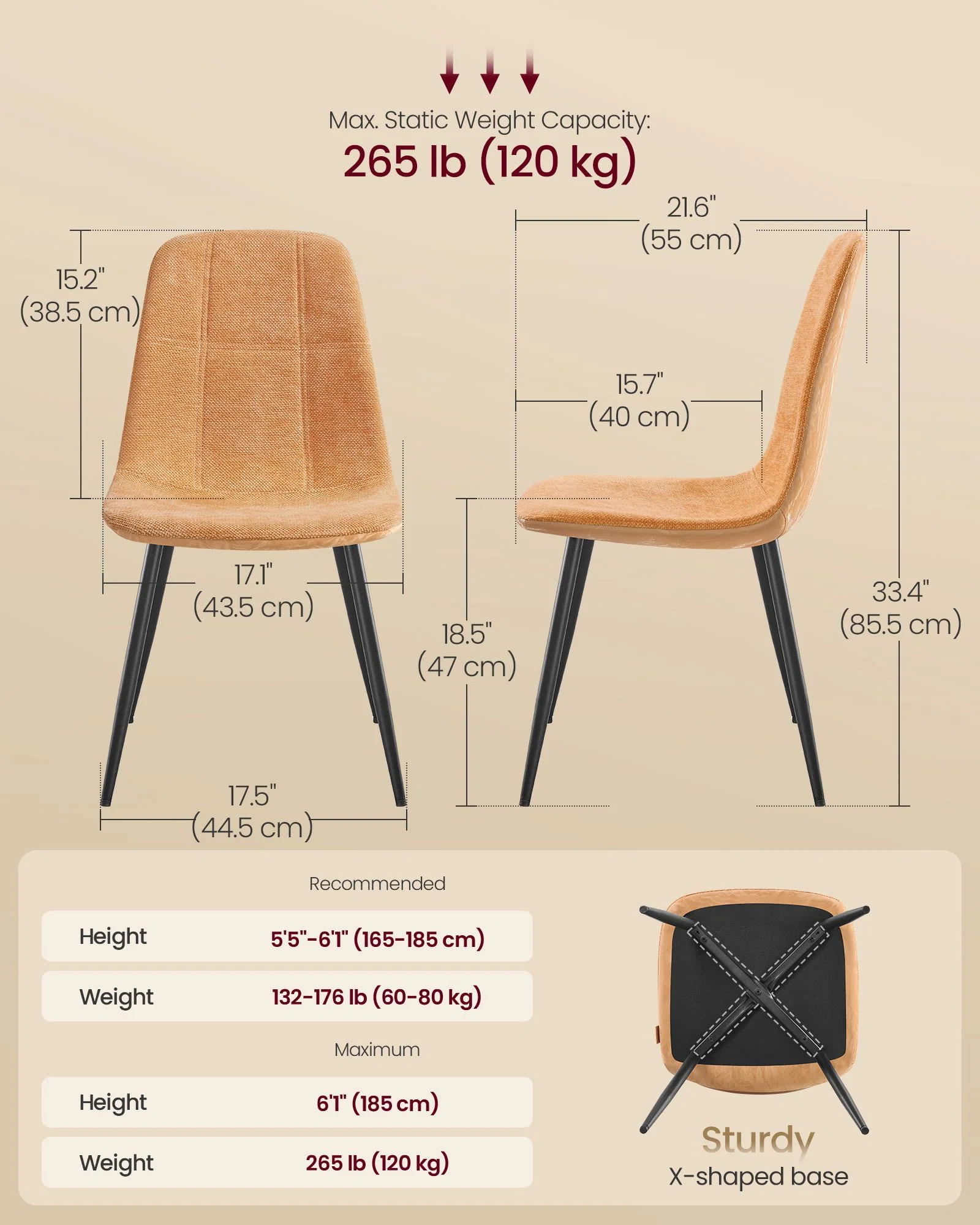 Environmentally Friendly VASAGLE VASAGLE Set of 4 Dining Chairs Casual